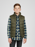 Stylish Sleeveless Winter Zipper Mockneck Jacket For Kids-Olive Green-RSJ07
