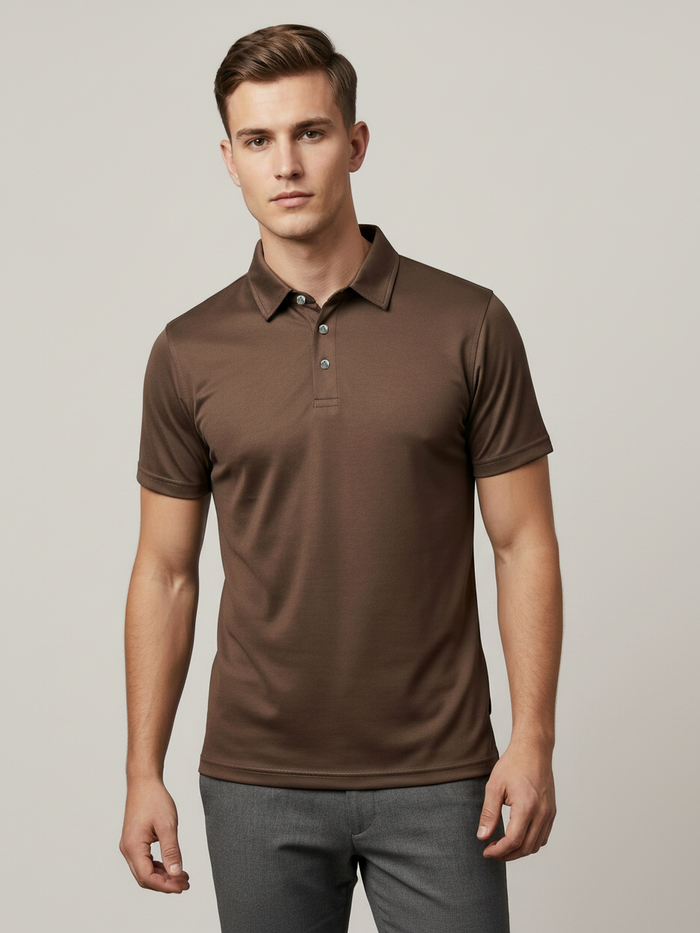 Stylish Spandex Dry Polo Shirt For Men-Chocolate Brown-BE0111