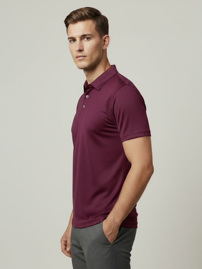 Stylish Spandex Dry Polo Shirt For Men-Maroon-BE8164