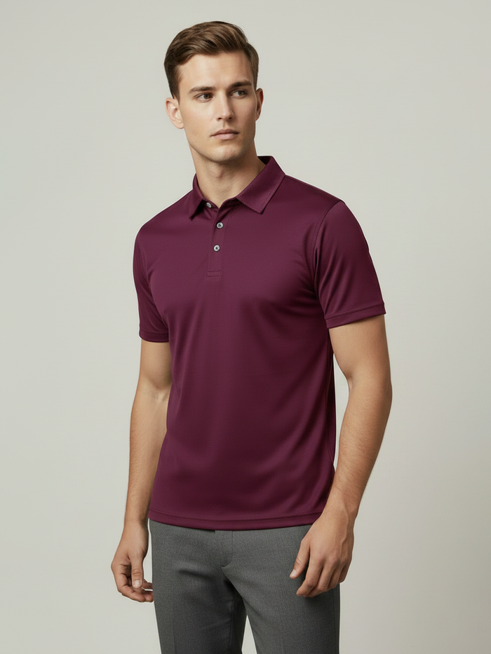 Stylish Spandex Dry Polo Shirt For Men-Maroon-BE8164