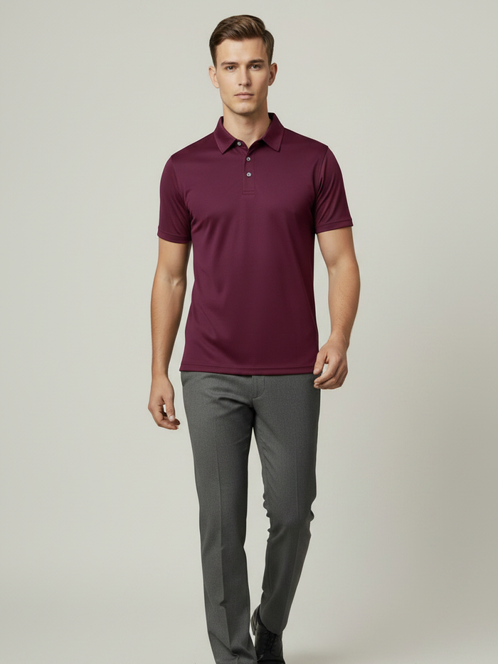 Stylish Spandex Dry Polo Shirt For Men-Maroon-BE8164