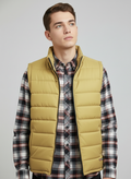 Stylish Winter Sleeveless Zipper Mockneck Jacket For Men-Biscuit Gold-BRPH35