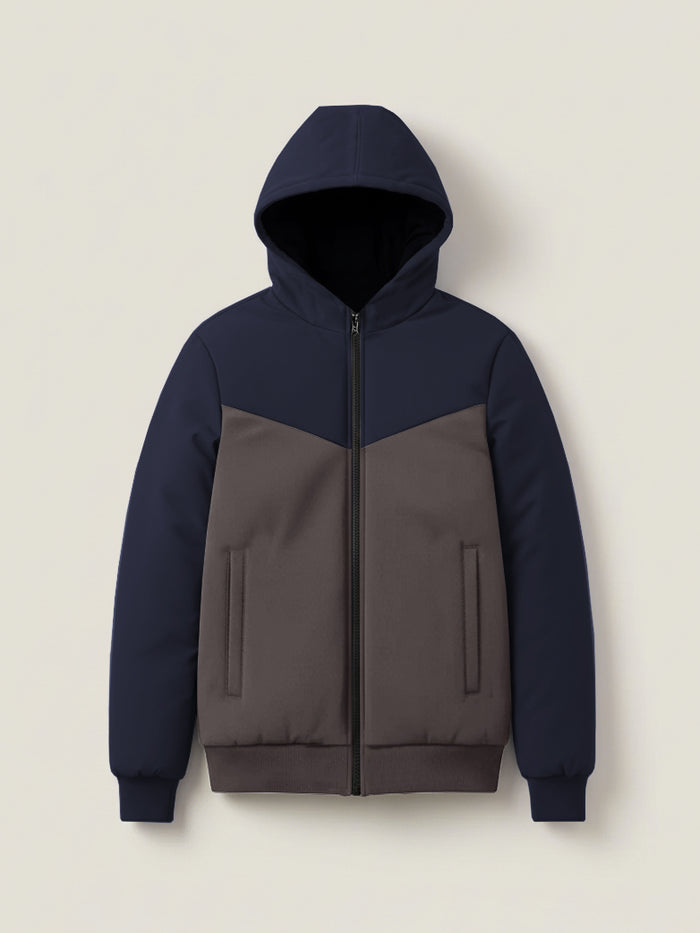 Stylish Winter Zipper Jacket For Men-Dark Navy With Charcoal-BRPH07
