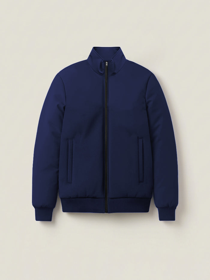 Stylish Winter Zipper Mockneck Jacket For Men-Dark Navy-BRPH10