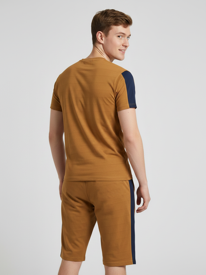 Summer Co Ord Set For Men-Brown & Navy-BE5227