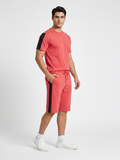 Summer Co Ord Set For Men-Red Melange-BE6711