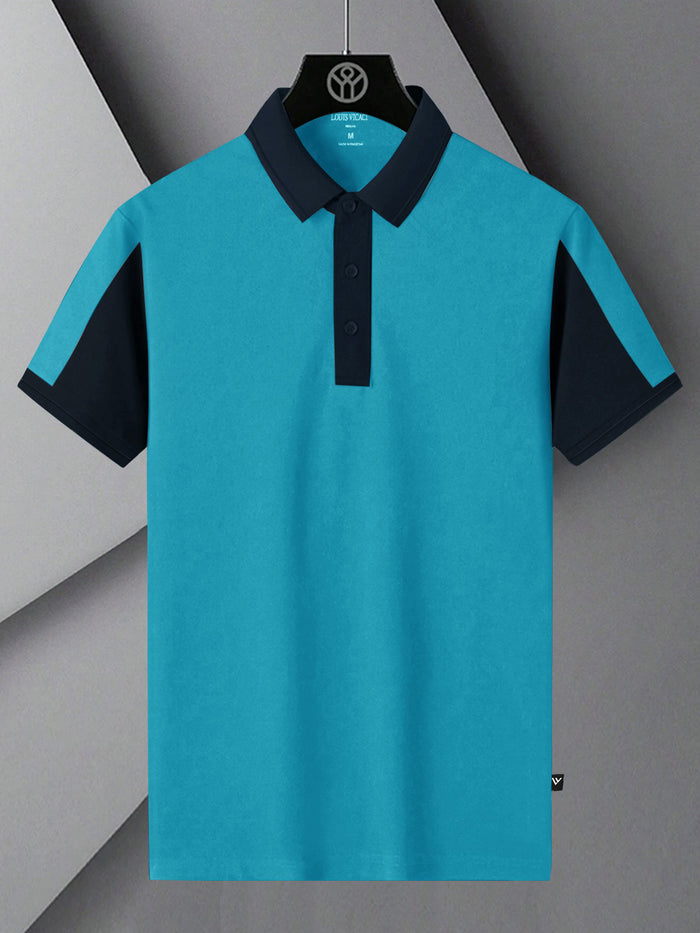 Summer Polo Shirt For Men-Blue & Dark Navy-RT2371