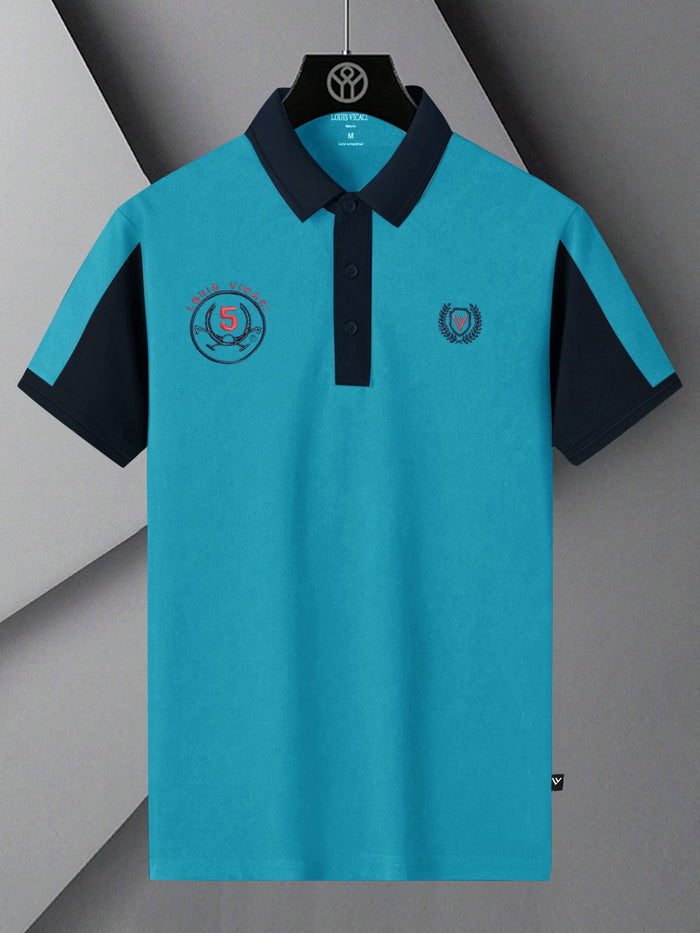 Summer Polo Shirt For Men-Blue & Dark Navy-RT2371
