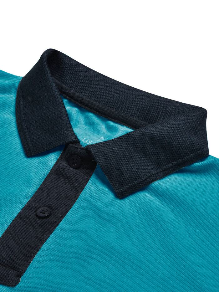 Summer Polo Shirt For Men-Blue & Dark Navy-RT2371