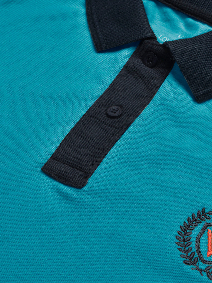 Summer Polo Shirt For Men-Blue & Dark Navy-RT2371