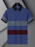 Summer Polo Shirt For Men-Blue with Maroon & Navy Melange Panel-BR13077