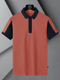 Summer Polo Shirt For Men-Carrot Red & Dark Navy-RT2366