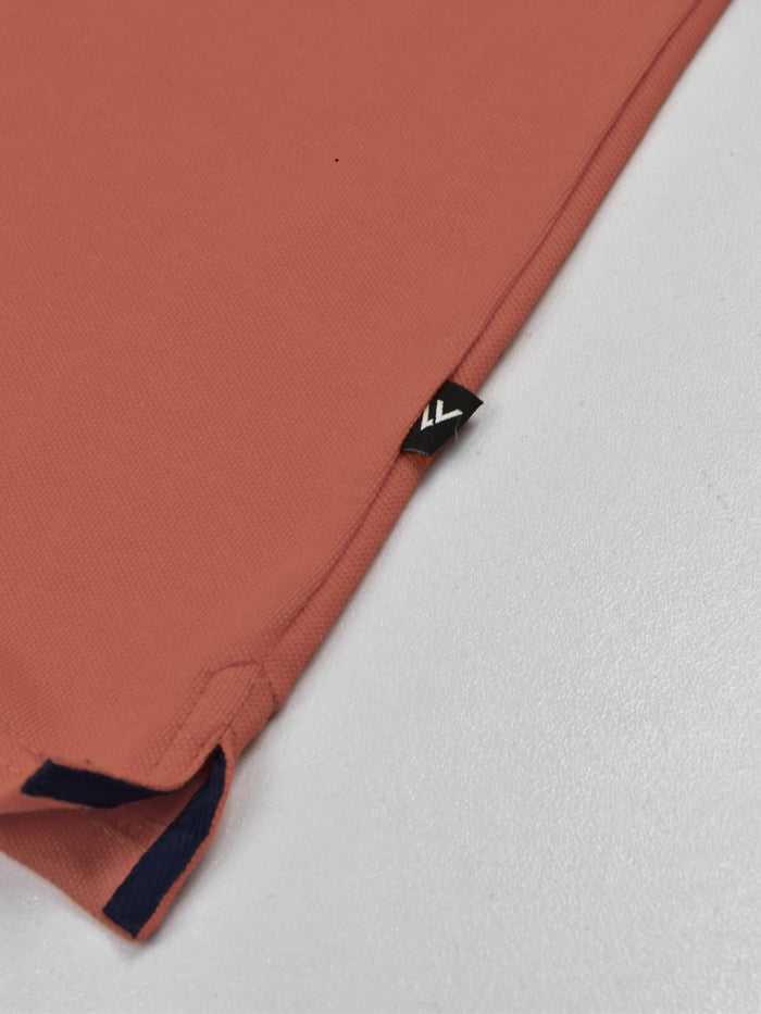 Summer Polo Shirt For Men-Carrot Red & Dark Navy-RT2366