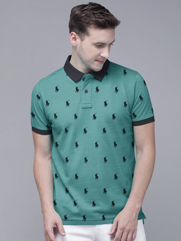 Summer Polo Shirt For Men-Cyan Green-AN3951