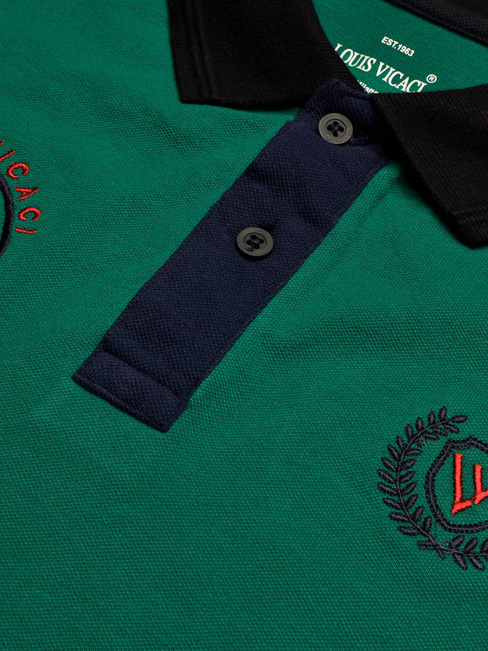 Summer Polo Shirt For Men-Dark Cyan Green Melange & Dark Navy-RT2368
