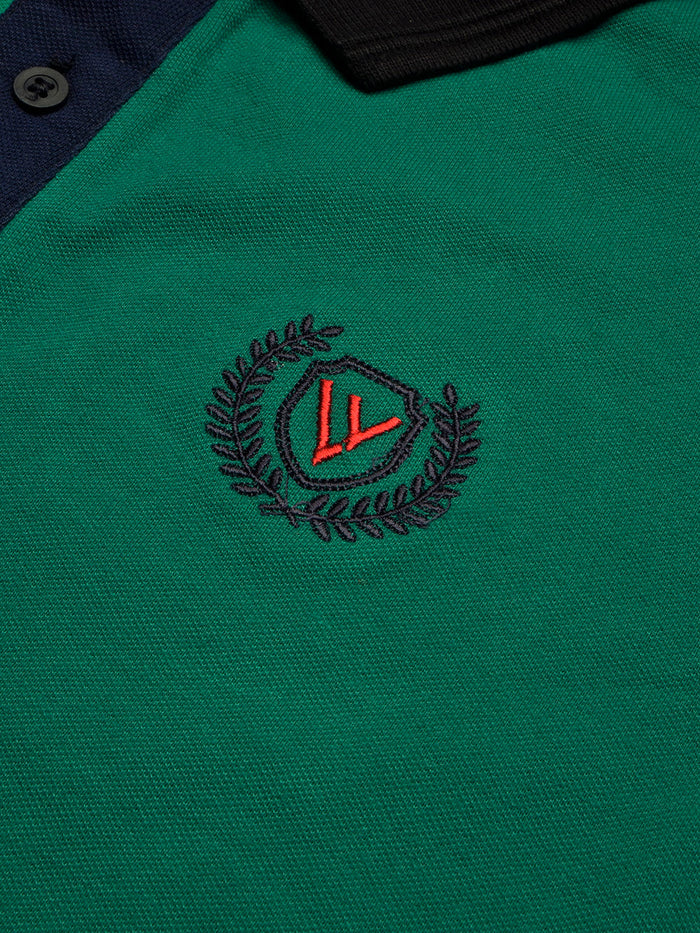 Summer Polo Shirt For Men-Dark Cyan Green Melange & Dark Navy-RT2368