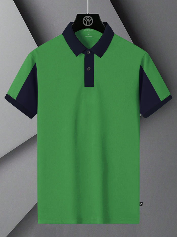 Summer Polo Shirt For Men-Dark Green & Dark Navy-BR13094
