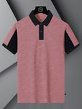 Summer Polo Shirt For Men-Dark Pink Melange & Dark Navy-BR13095