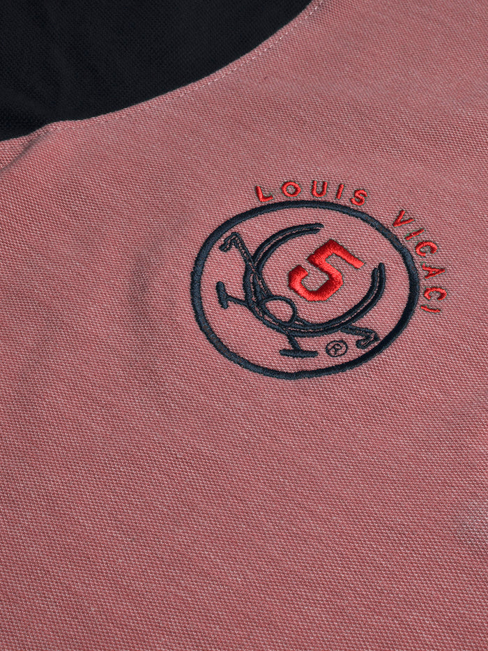 Summer Polo Shirt For Men-Dark Pink Melange & Dark Navy-BR13095