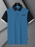 Summer Polo Shirt For Men-Dark Sky with Black-BR13047