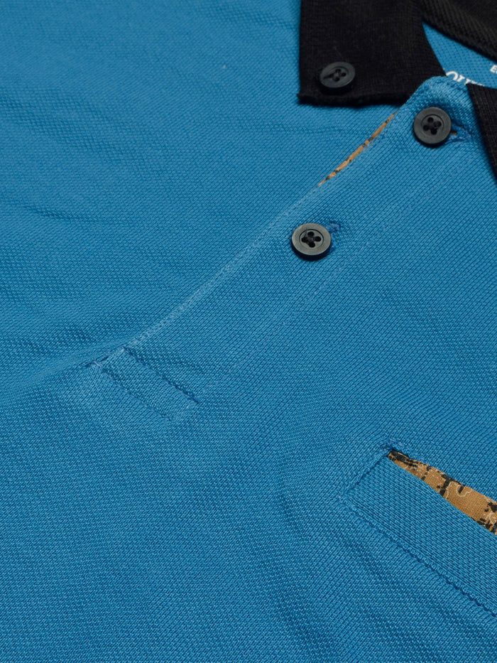 Summer Polo Shirt For Men-Dark Sky with Black-BR13047
