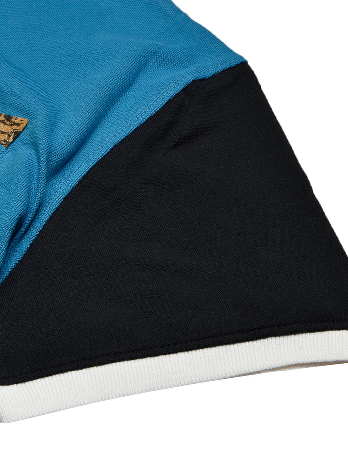 Summer Polo Shirt For Men-Dark Sky with Black-BR13047