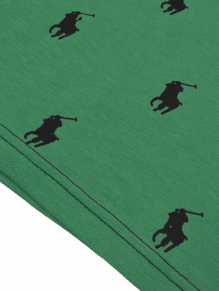 Summer Polo Shirt For Men-Green Melange with Allover Print-RT2340