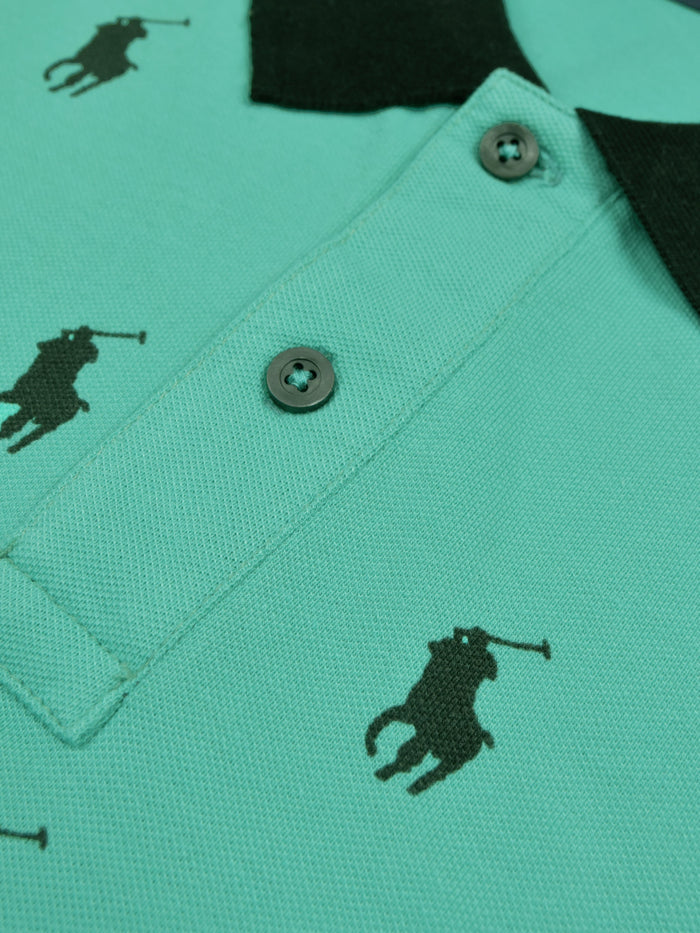 Summer Polo Shirt For Men-Light Cyan Green-AN3950