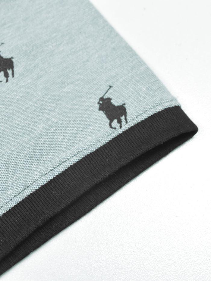 Summer Polo Shirt For Men-Light Cyan Green Melange-AN3977