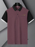 Summer Polo Shirt For Men-Light Maroon Melange with Black-BR12966