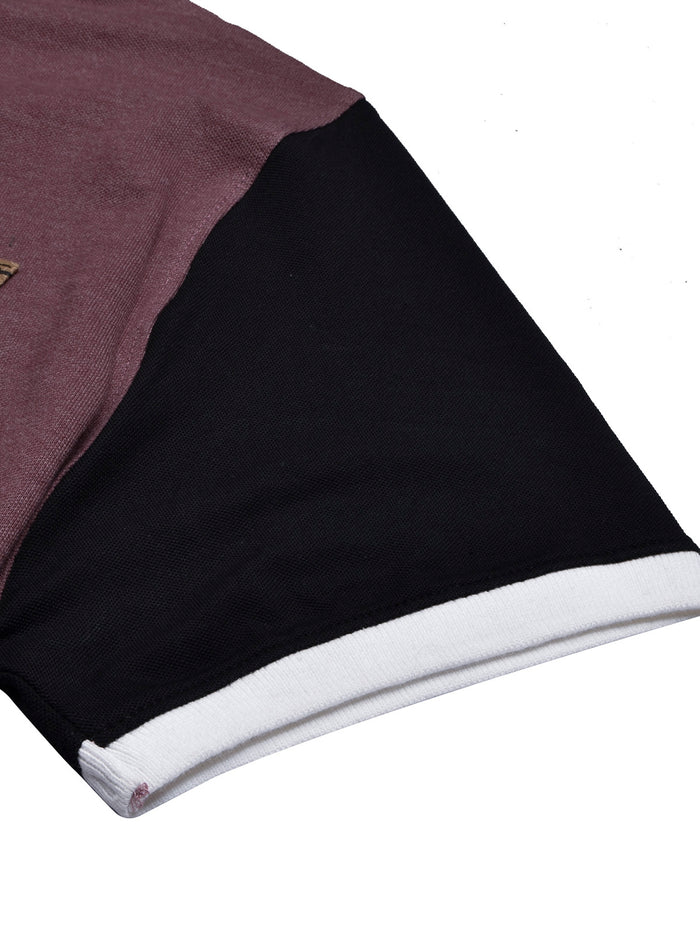 Summer Polo Shirt For Men-Light Maroon Melange with Black-BR12966