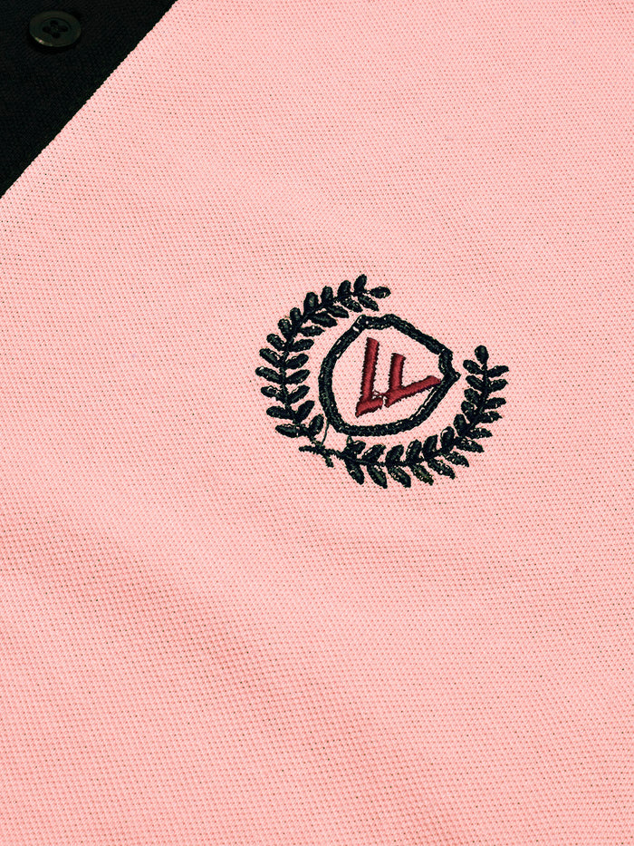 Summer Polo Shirt For Men-Light Peach & Dark Navy-BR13102