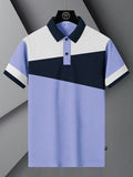 Summer Polo Shirt For Men-Light Purple with Navy & White-BR12931