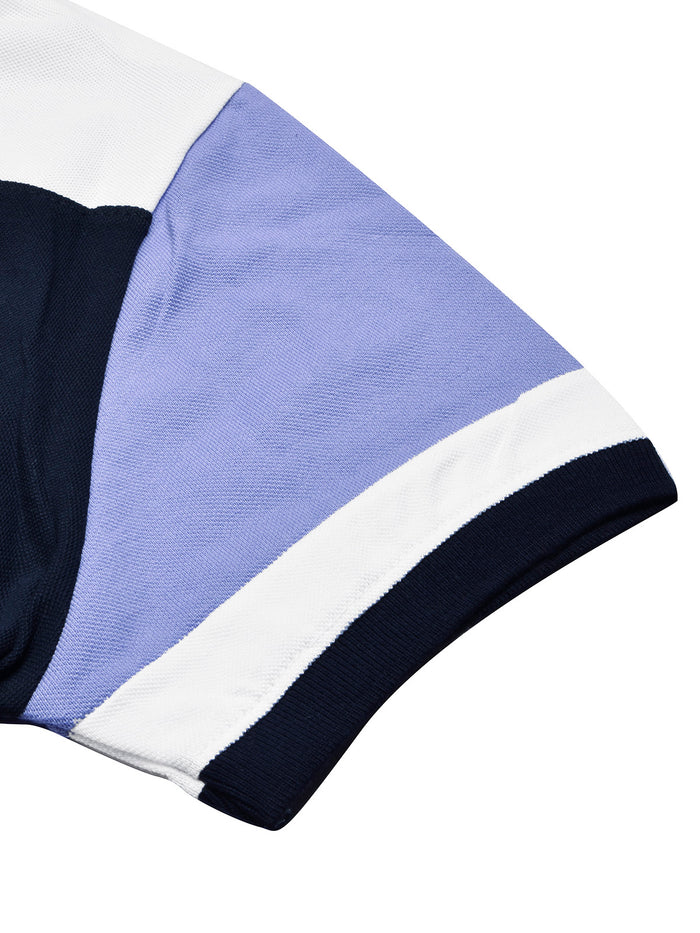 Summer Polo Shirt For Men-Light Purple with Navy & White-BR12931