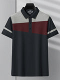Summer Polo Shirt For Men-Navy with Grey Melange & Maroon-RT2327