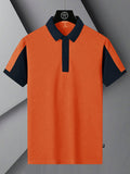 Summer Polo Shirt For Men-Orange & Dark Navy-RT2365