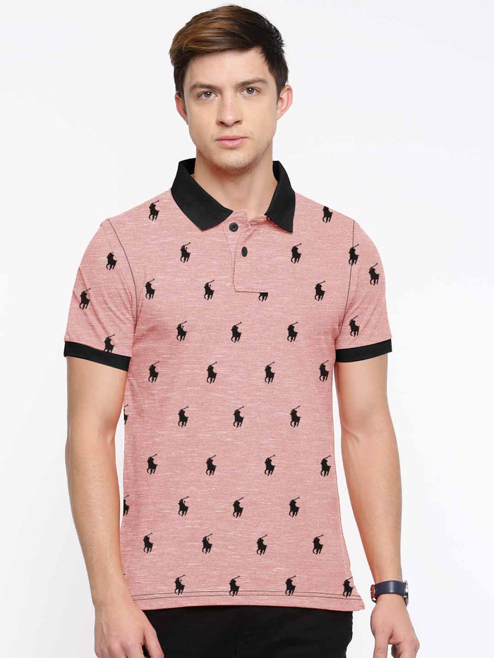 Summer Polo Shirt For Men-Pink Melange-AN3972