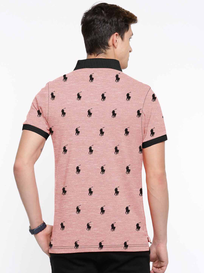 Summer Polo Shirt For Men-Pink Melange-AN3972