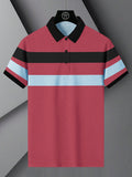 Summer Polo Shirt For Men-Pink with Sky & Black-BR13048
