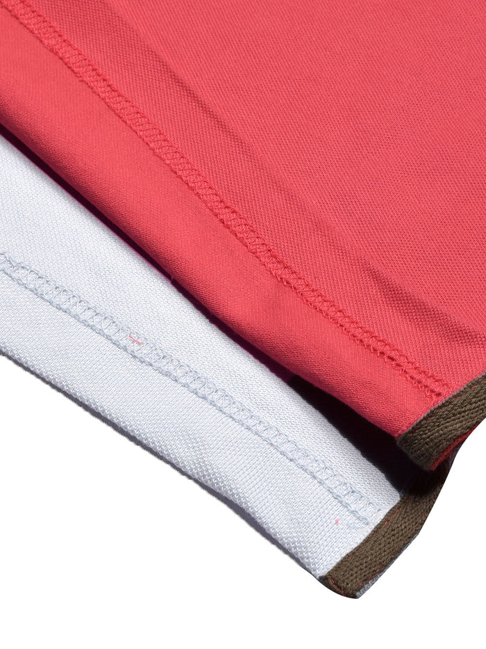 Summer Polo Shirt For Men-Pink with Sky & Black-BR13048