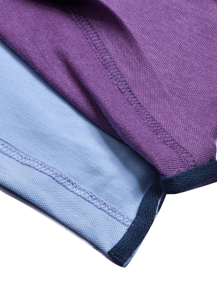 Summer Polo Shirt For Men-Purple Melange & Navy-BR12937