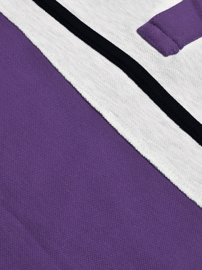 Summer Polo Shirt For Men-Purple with Navy & White Panel-BR13121