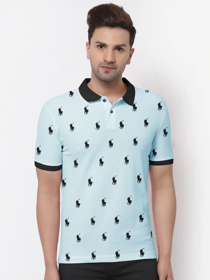 Summer Polo Shirt For Men-Sky Blue-AN3966