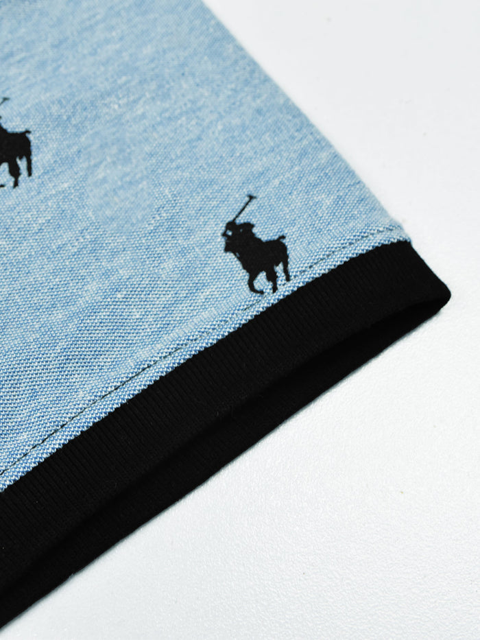 Summer Polo Shirt For Men-Sky Blue Melange-RT45