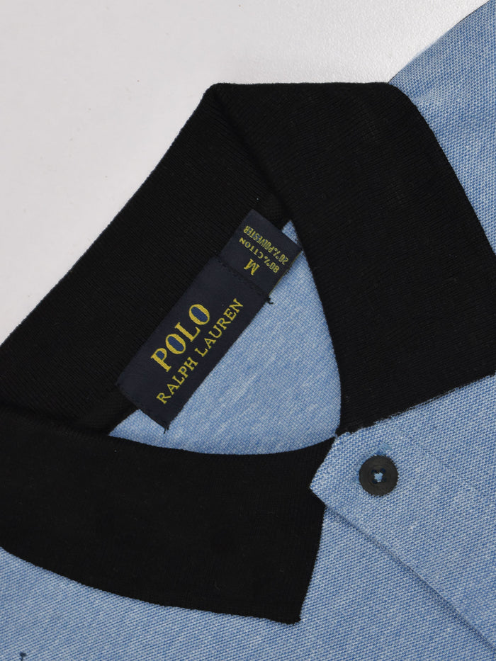 Summer Polo Shirt For Men-Sky Blue Melange-RT45