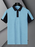 Summer Polo Shirt For Men-Sky Melange & Dark Navy-BR13087