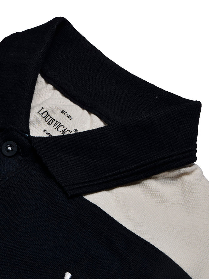 Summer Polo Shirt For Men-Sky with Navy & Off White Panel-BR13113