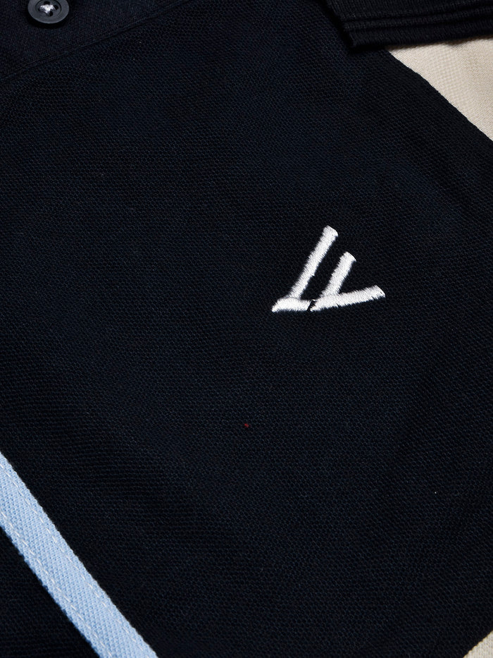 Summer Polo Shirt For Men-Sky with Navy & Off White Panel-BR13113
