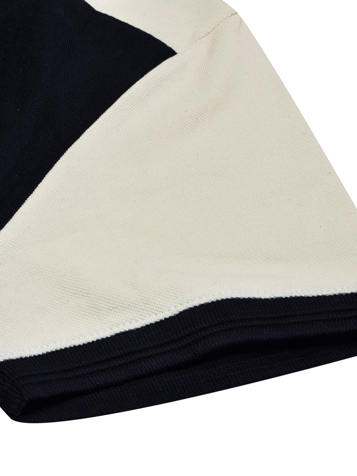 Summer Polo Shirt For Men-Sky with Navy & Off White Panel-BR13113