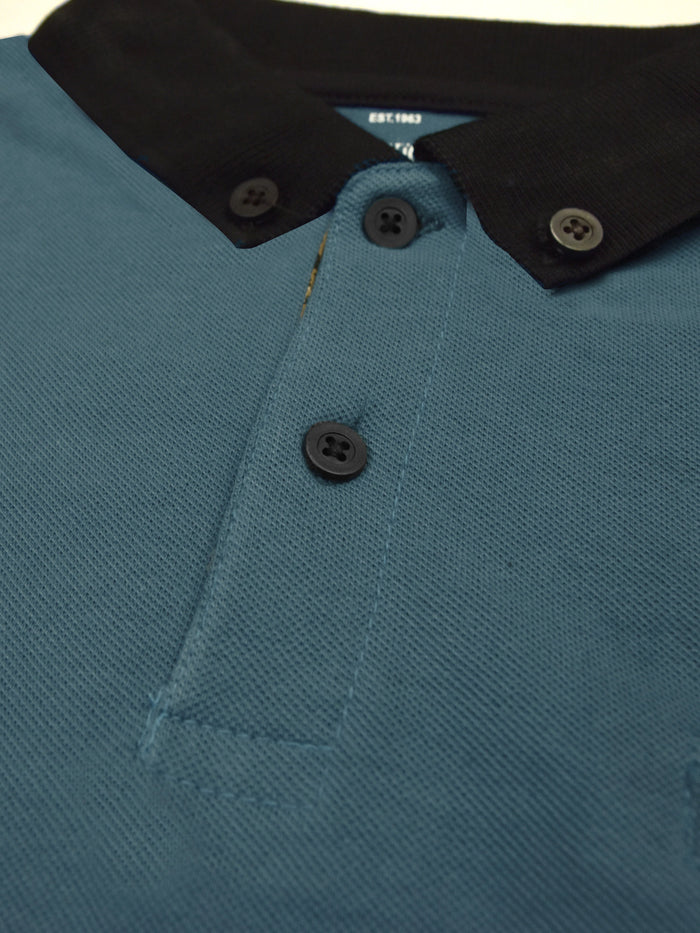 Summer Polo Shirt For Men-Slate Blue with Black-RT2362